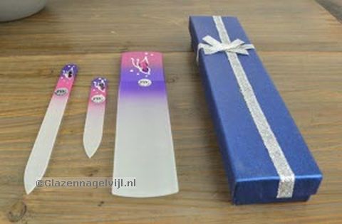 Manicure/Pedicureset, 3-delig, paars/roze met vlinders