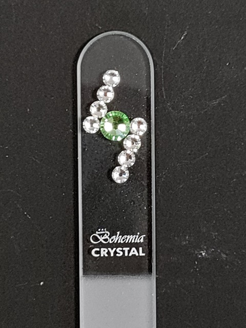 Glazen Nagelvijl met Groene en Transparante Swarovski Stenen