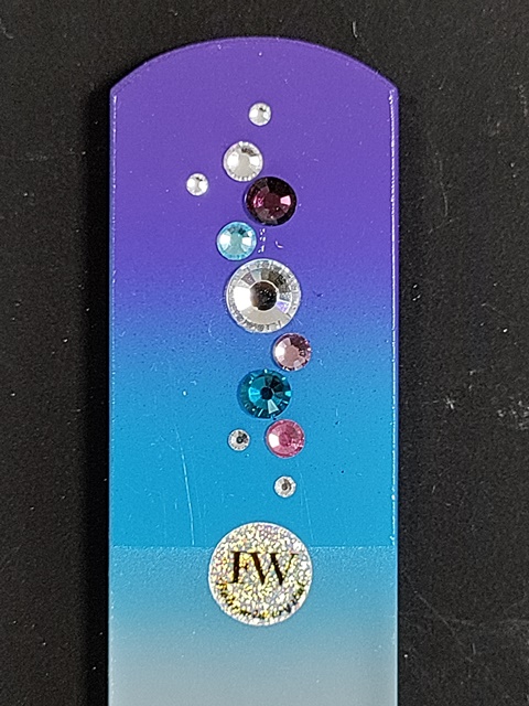 Glazen Voetvijl Paars/Blauw met Gekleurde Swarovski Steentjes