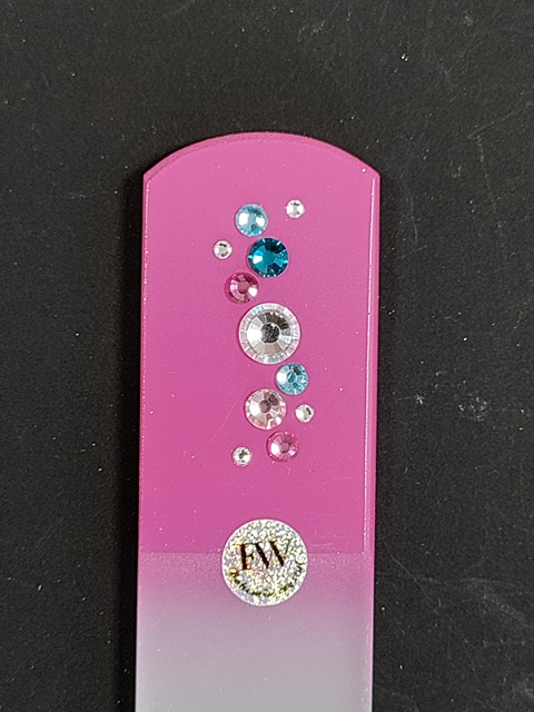 Glazen Voetvijl Roze met Swarovski Steentjes