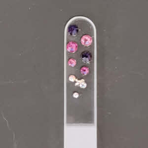 Glazen transparante Nagelvijl met paarse en roze stenen