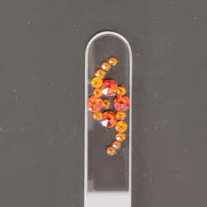 Glazen transparante Nagelvijl met oranje en rode stenen
