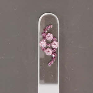 Glazen transparante Nagelvijl met roze en paarse stenen