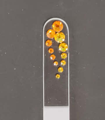 Glazen transparante Nagelvijl met gele en oranje stenen