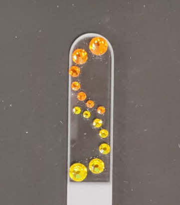 Glazen transparante Nagelvijl met gele en oranje stenen