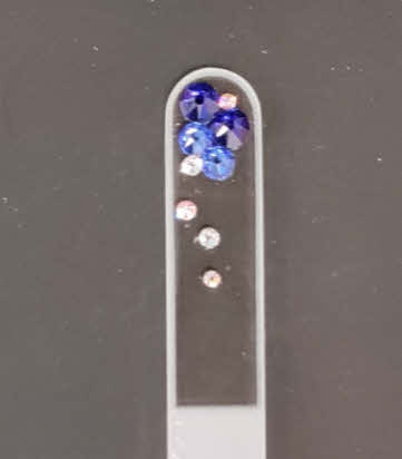 Glazen transparante Nagelvijl met blauwe en transparante stenen