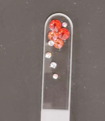 Glazen transparante Nagelvijl met rode en roze stenen
