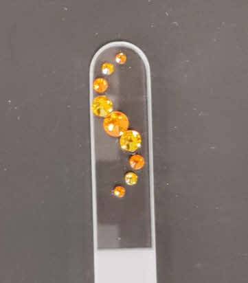 Glazen transparante Nagelvijl met oranje en gele stenen