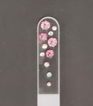 Glazen transparante Nagelvijl met roze en transparante stenen