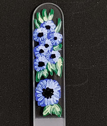 Transparante Nagelvijl met blauwe bloemen
