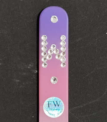 Glazen Nagelvijl W, Paars/Roze met Swarovski Decoratie