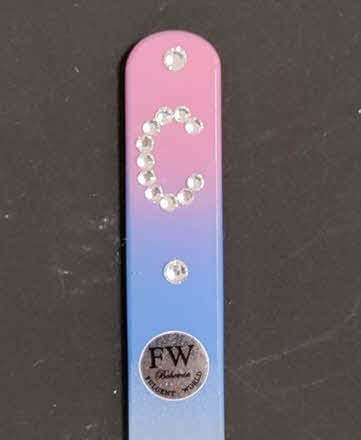 Nagelvijl C, Roze/Blauw – Onverslijtbare Glazen Vijl met Swarovski Decoratie