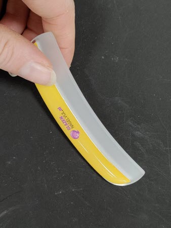 Nagelvijl Curved met Handgreep - Oranje | Ronde Glazen Vijl met Ergonomische Grip