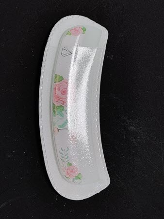 Nagelvijl Curved met Handgreep - Roses | Gebogen Glazen Vijl met Rozenprint