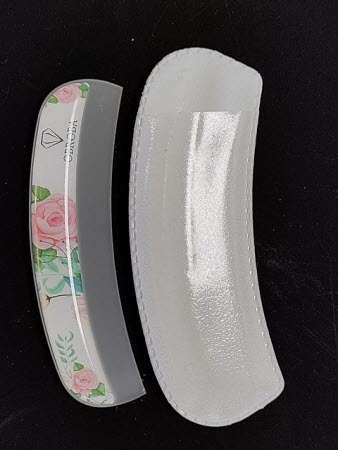 Nagelvijl Curved met Handgreep - Roses | Gebogen Glazen Vijl met Rozenprint