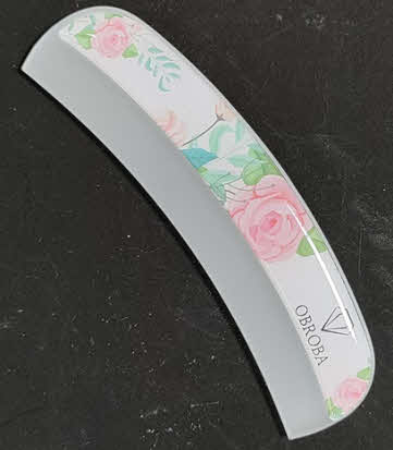 Nagelvijl Curved met Handgreep - Roses | Gebogen Glazen Vijl met Rozenprint